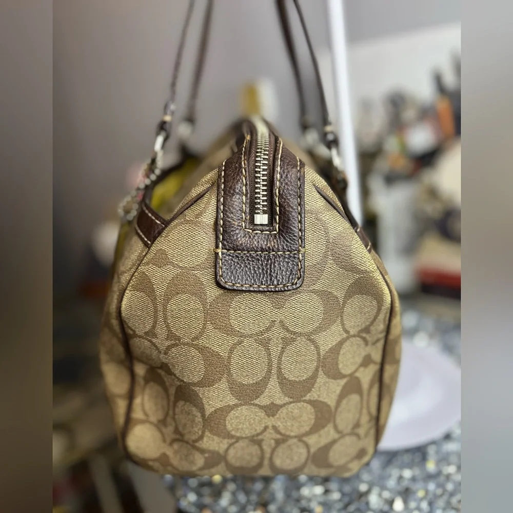 Coach 2009 rehab Heritage Stripe Signature Satchel GUC - Picture 6 of 14